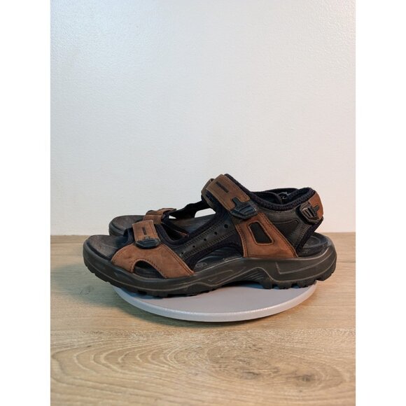 Ecco Sandals Mens SZ 44 Yucatan Sport Leather Hiking Shoe Brown Black main image 5